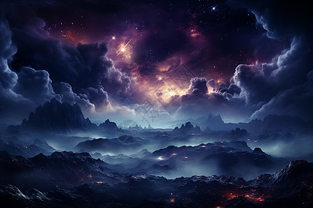 夜幕天空中浓密的雾霾图片