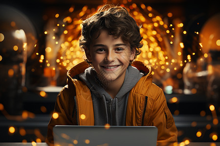 正在玩电脑的年轻男孩图片