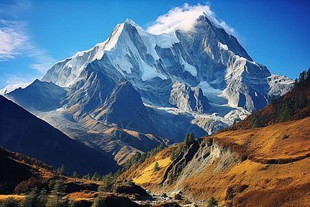 美丽的雪山山脉背景图片