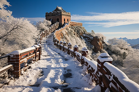 雪地里的传统房屋背景图片