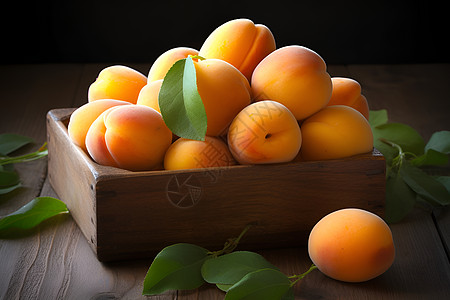 木盒里的杏子图片