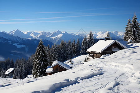 雪山小屋图片