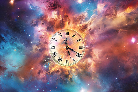 星空中的时钟背景图片