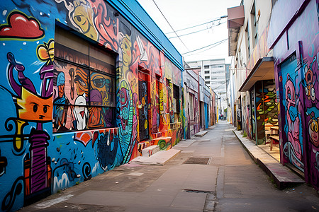街头涂鸦色彩斑斓的街头艺术背景