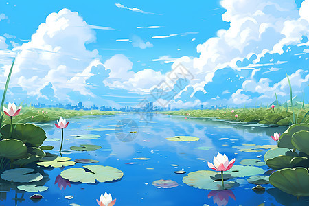 悠然湖面上的莲花图片