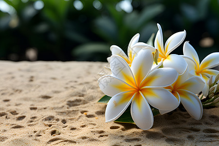 沙滩上的花朵背景图片