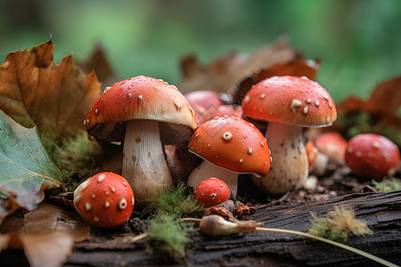 野生蘑菇和自然环境背景图片