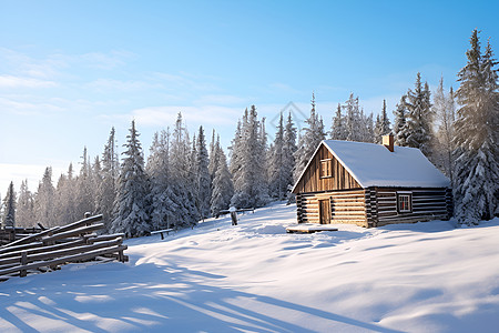 冬天中的小屋图片