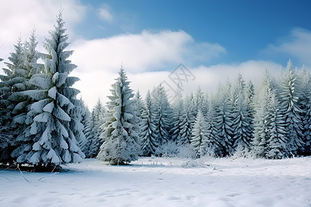 冬日蓝天与雪景图片