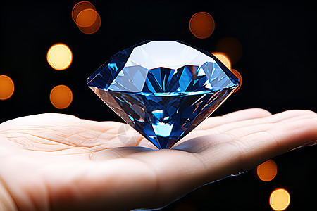 一个手握着蓝钻石图片