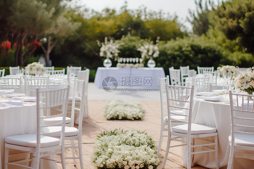 白色婚礼花园图片