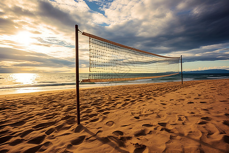 沙滩上的排球网背景图片