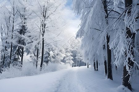 冰雪覆盖的森林图片