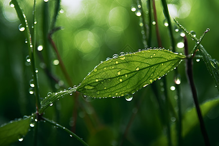 春季生机勃勃的树叶背景图片