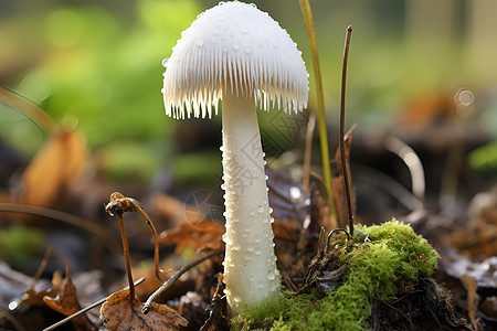 雨后树林中的蘑菇图片