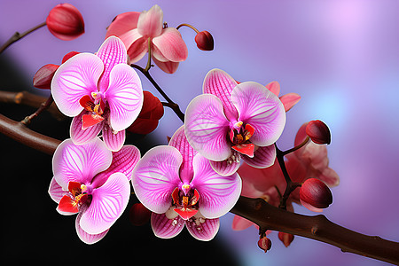 枝头美丽的粉色兰花图片
