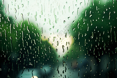 雨中沾满雨滴的玻璃图片