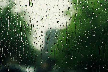 雨中潮湿的玻璃特写图片