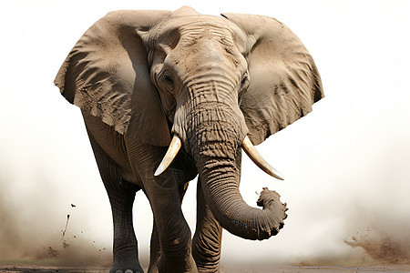 沙漠中徒步的野生大象图片