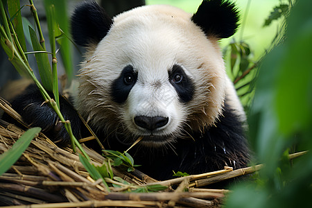 竹篮中迷失的熊猫图片