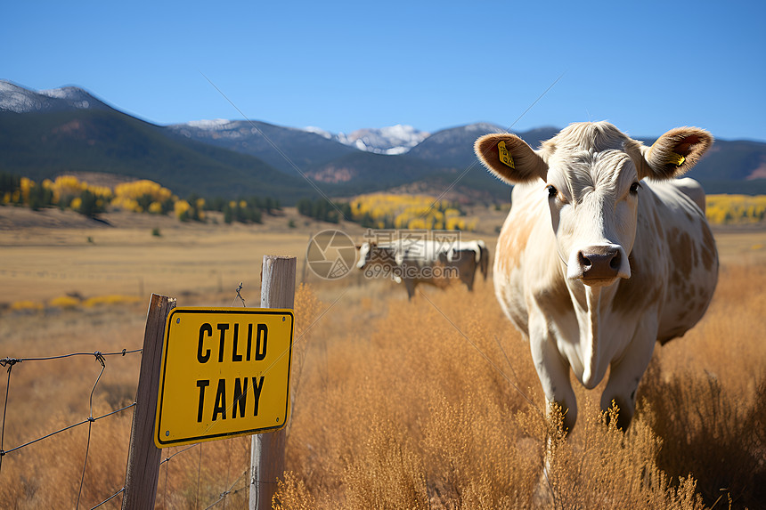 秋季草原上的奶牛图片