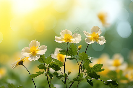 春季清新的黄色野花背景图片