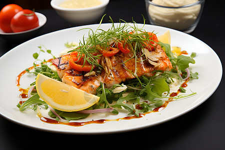 健康营养的三文鱼沙拉图片