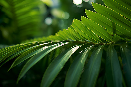 阳光照耀下的热带树叶图片