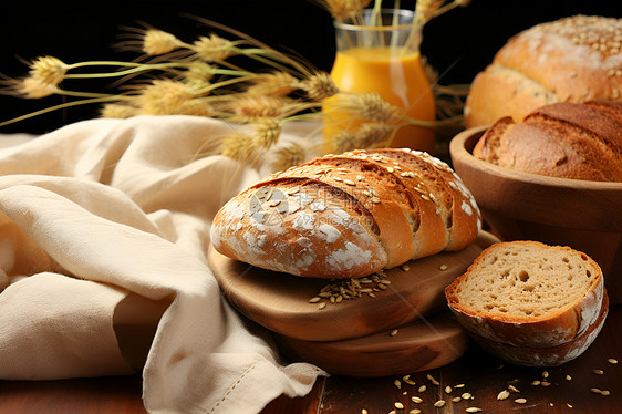 早餐精致的谷物面包图片