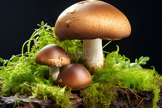 野外新鲜生长的蘑菇图片