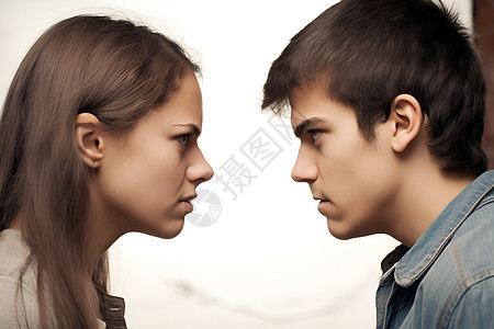 矛盾吵架的年轻情侣图片