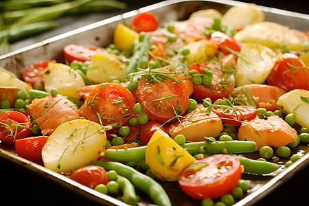 健康可口的蔬菜沙拉背景图片