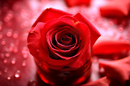 红玫瑰上的水滴背景图片