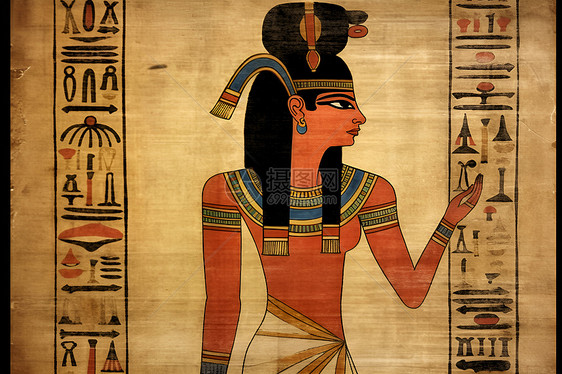 古董收藏的埃及女子壁画图片