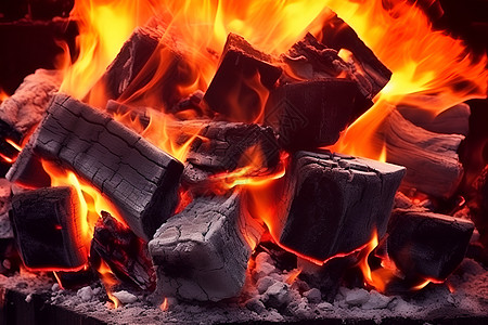 壁炉中温暖的火焰图片
