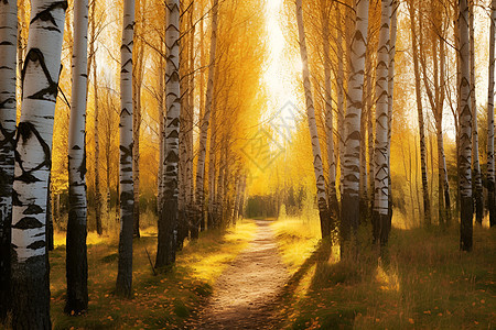 秋季林间的树木背景图片