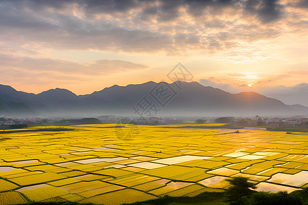 金黄色稻田一片金黄色的田野背景