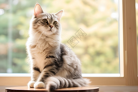 窗前萌萌的小猫背景图片