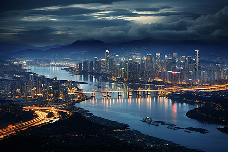 河畔夜景河畔夜景高清图片