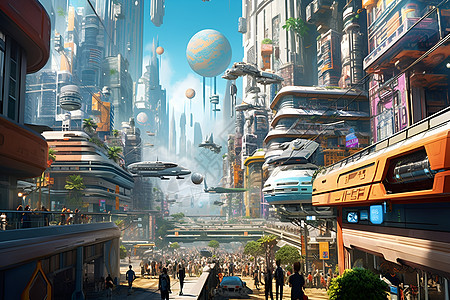 未来都市的繁华景象背景图片