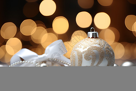 白银闪耀的圣诞装饰品图片