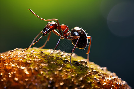 蓝绿背景前的蚂蚁图片