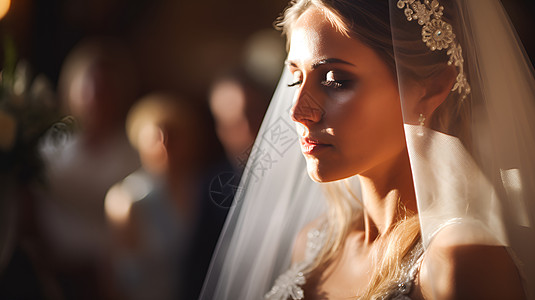 阳光照耀下的新娘背景图片