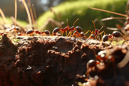 繁忙协作的蚂蚁群图片