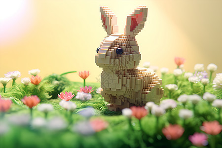 春日暖阳中的玩具兔子图片