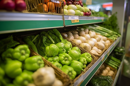 超市架子上的新鲜蔬菜图片