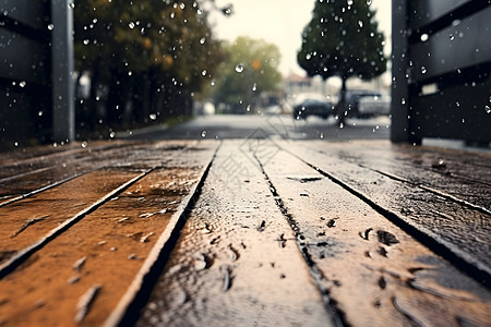 户外道路上的雨水高清图片