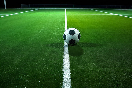 夜幕草坪上的足球图片