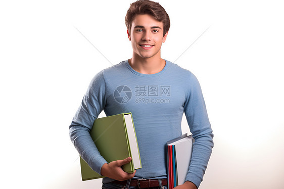 白色背景中的男学生图片