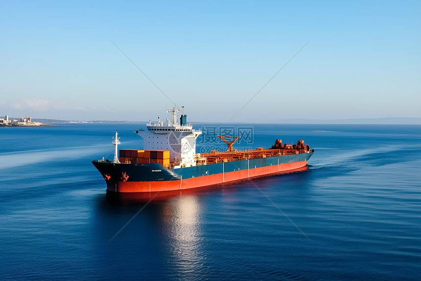 海水的货船图片